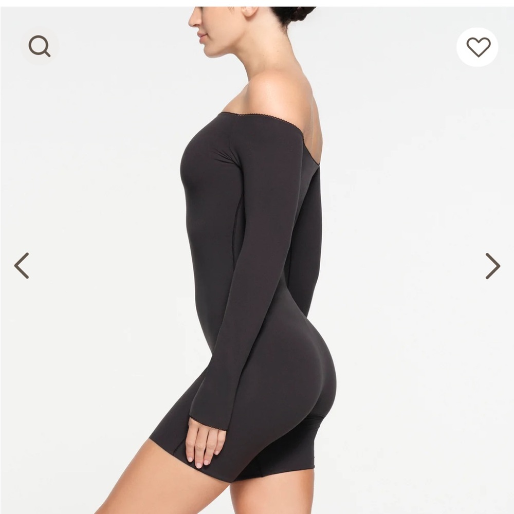 SKIMS Off-Shoulder Black Bodysuit